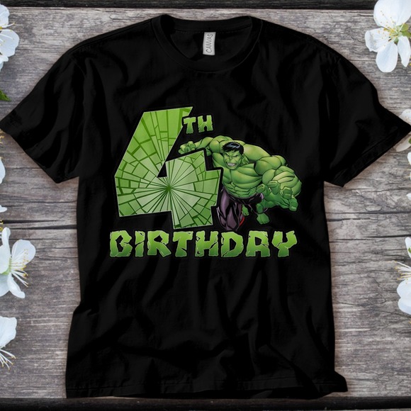 Marvel Avengers Hulk Smash 4th Birthday T-Shirt Unisex Adult T-shirt Kid Shirt - Picture 1 of 2